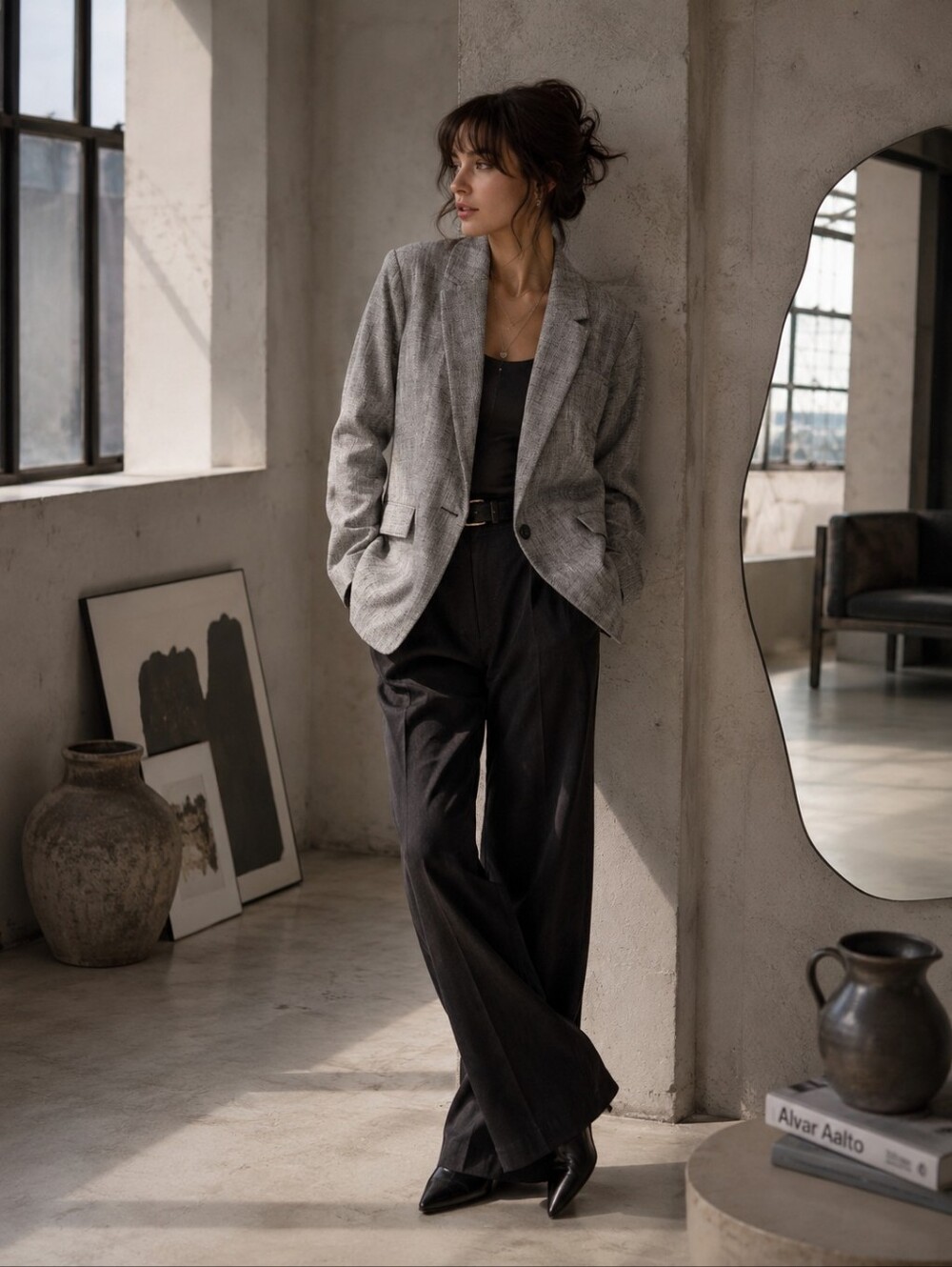 RACHEL COMEY New Gray Herringbone Blazer Linen Cotton 1 Button Womens Size Small